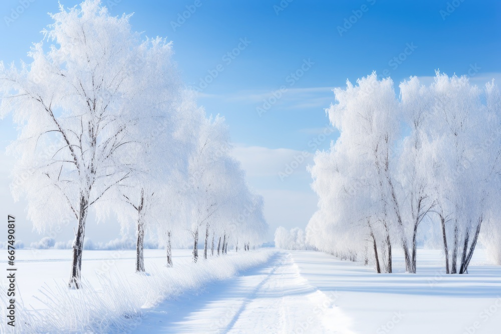 Obraz premium winter trees covered with ice, AI Generated