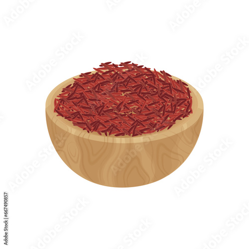 logo illustration of beras merah or red rice in a bowl photo