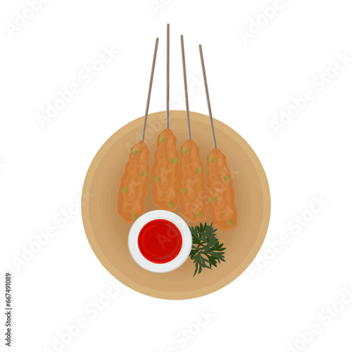 logo illustration of Sempol Ayam on a plate with sauce photo