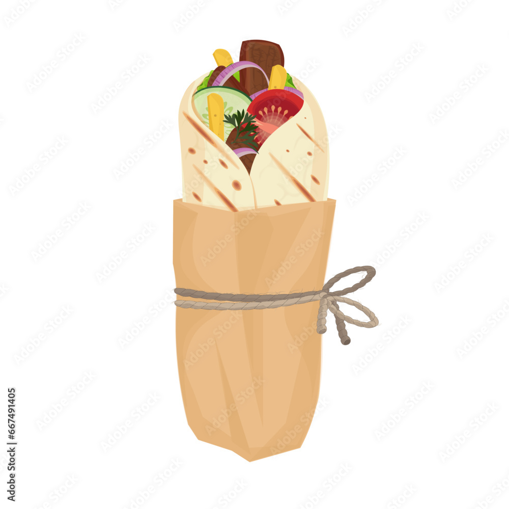 Illustration logo street food chicken shawarma - obrazy, fototapety, plakaty 