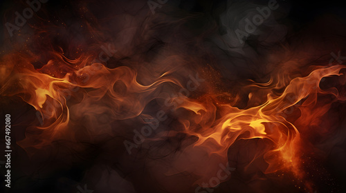 fire flames on black background red and yellow, thermal energy