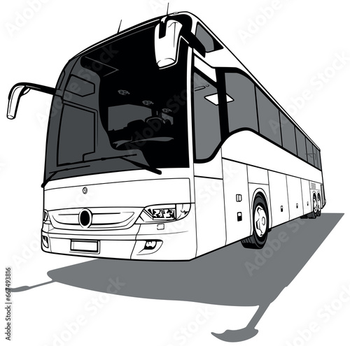 Drawing of a Intercity Bus from Front View