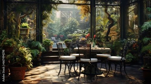 Outdoor terrace adorned wit...