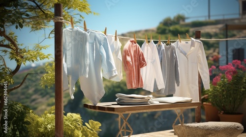 Hanging fresh laundry outside