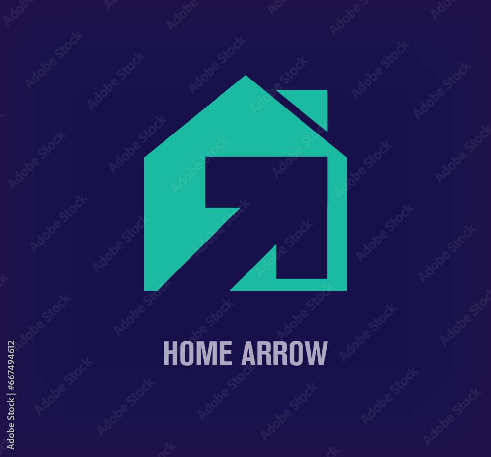 Obraz premium Creative home arrow logo. Unique color transitions. Real estate industry and growth company logo template. vector