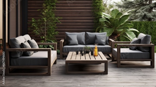 Modern patio wooden garden ...