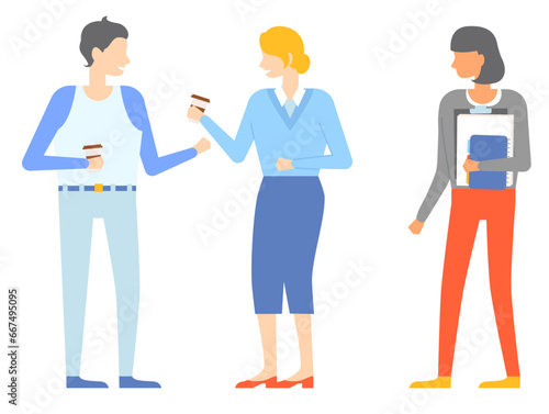 Office people worker. Vector illustration. Partnerships between companies strengthen their position in corporate world Corporation employees work together towards achieving organizational objectives