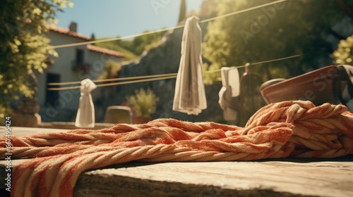 Hanging fresh laundry outside