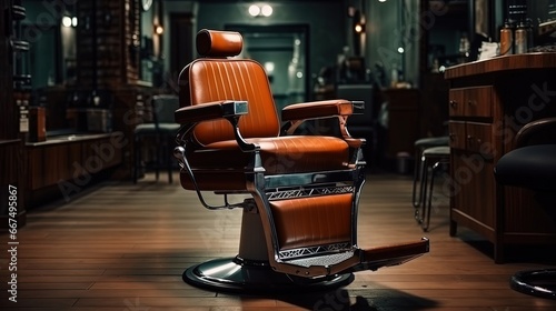 Modern barber chair in a professional barbershop © vxnaghiyev