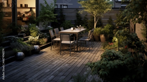 Modern patio in urban garden
