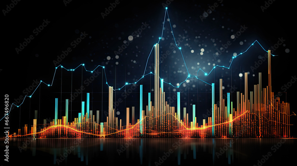 Finance chart,stock market business and exchange financial growth graph. Stock market investment trading graph growth.
