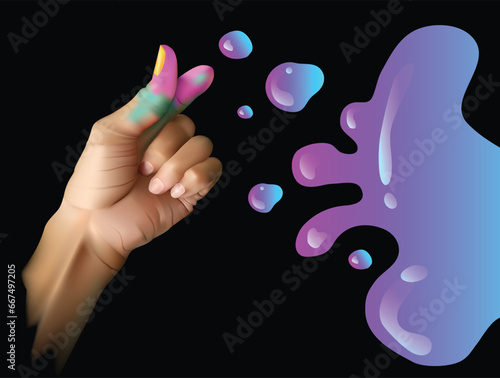 hands emotion symbol vector shape in rainbow color for background design.