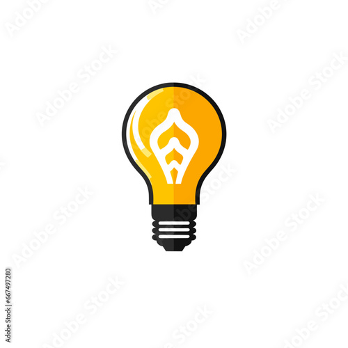 Technology solution filled outline yellow logo. Problem solving. Lightbulb symbol. Design element. Created with artificial intelligence. Ai art for corporate branding, bi tool, creative agency