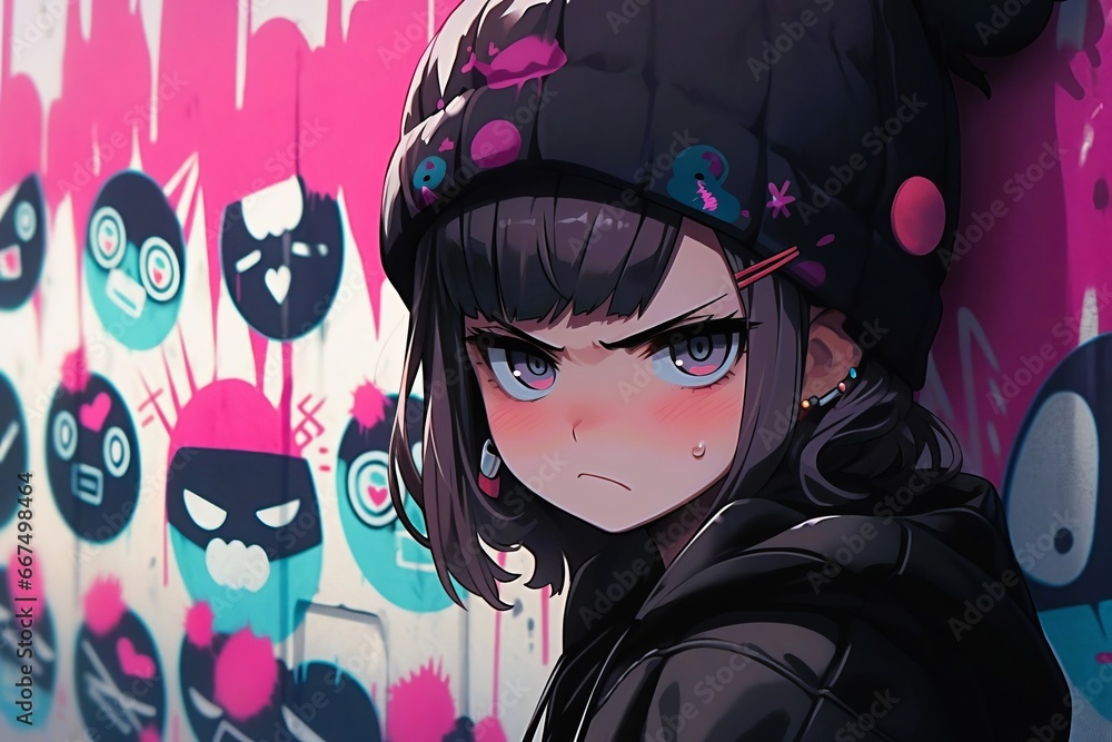 頬を赤くする女の子,Generative AI AI画像 頬を赤くする女の子,Generative AI AI画像