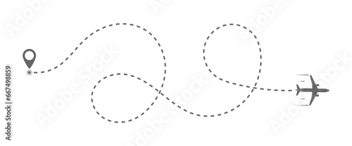 plane's course line is a dotted line
