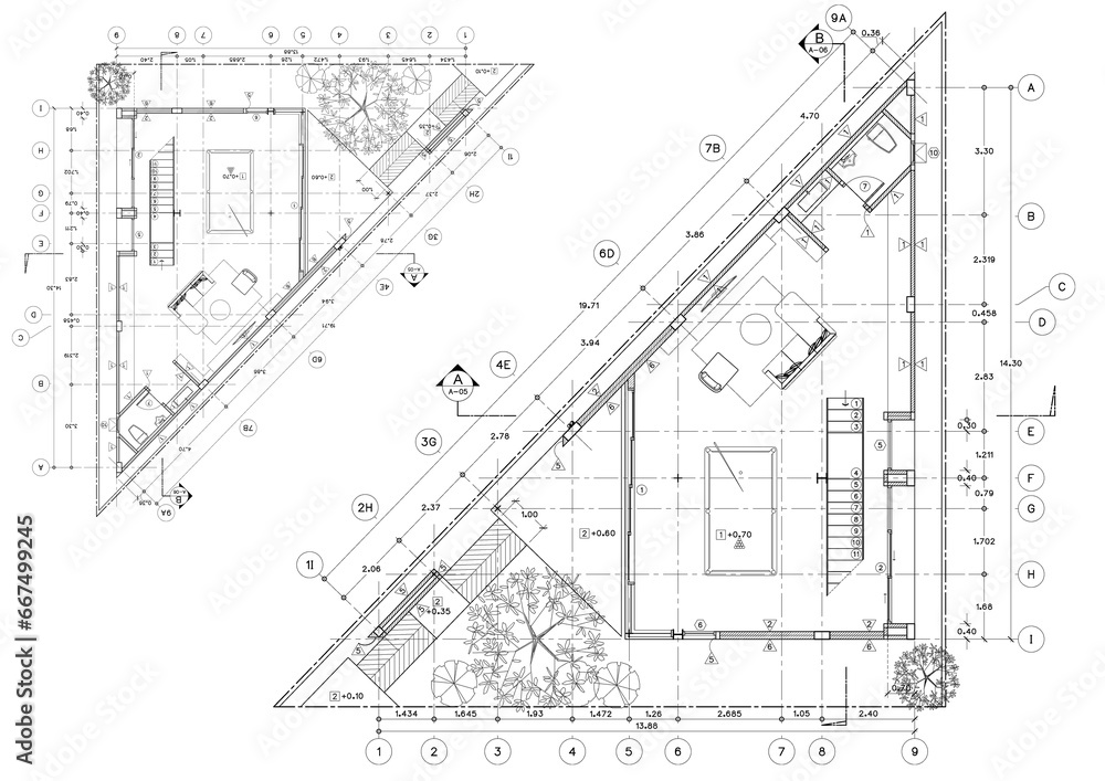 Fototapeta premium Write a blueprint architecture for building.