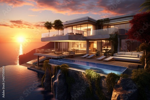 A cliff-side luxury villa with swimming pool © Tarun