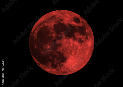 Fototapeta Naklejka Na Ścianę i Meble -  暗闇の中の赤い満月　ブラッディームーン　赤い満月