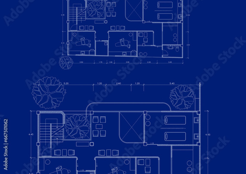 Floor plan designed building on the drawing.