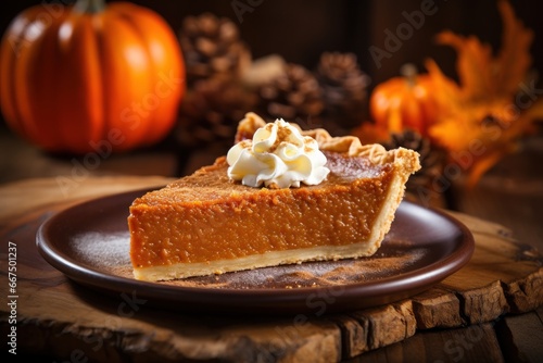 Homemade Pumpkin Pie for Thanksigiving. Generative AI. photo