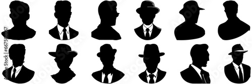 Retro man silhouettes set, large pack of vector silhouette design, isolated white background
