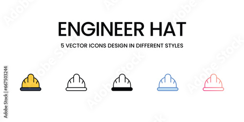 Engineer Hat icons set, colorline, glyph, outline, gradinet line, icon vector stock illustration isolate white background.