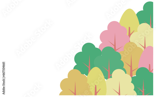 かわいい色の木々のベクターイラスト背景