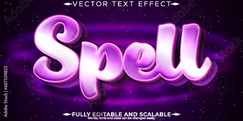 Spell magic text effect, editable shiny and witch text style