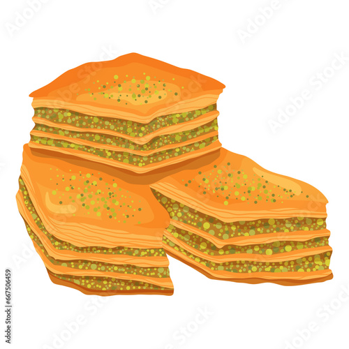 Baklava eastern sweet food illustration