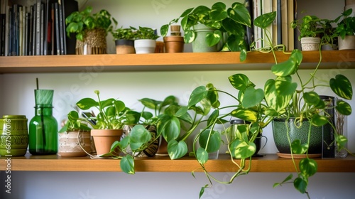 Money Plant on the Kitchen Shelf, Infusing Your Culinary Haven with Green Beauty,