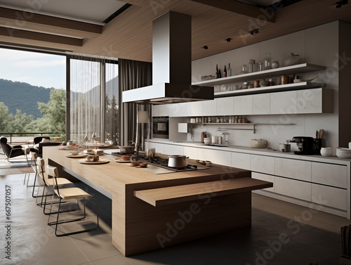 modern kitchen interior with kitchen