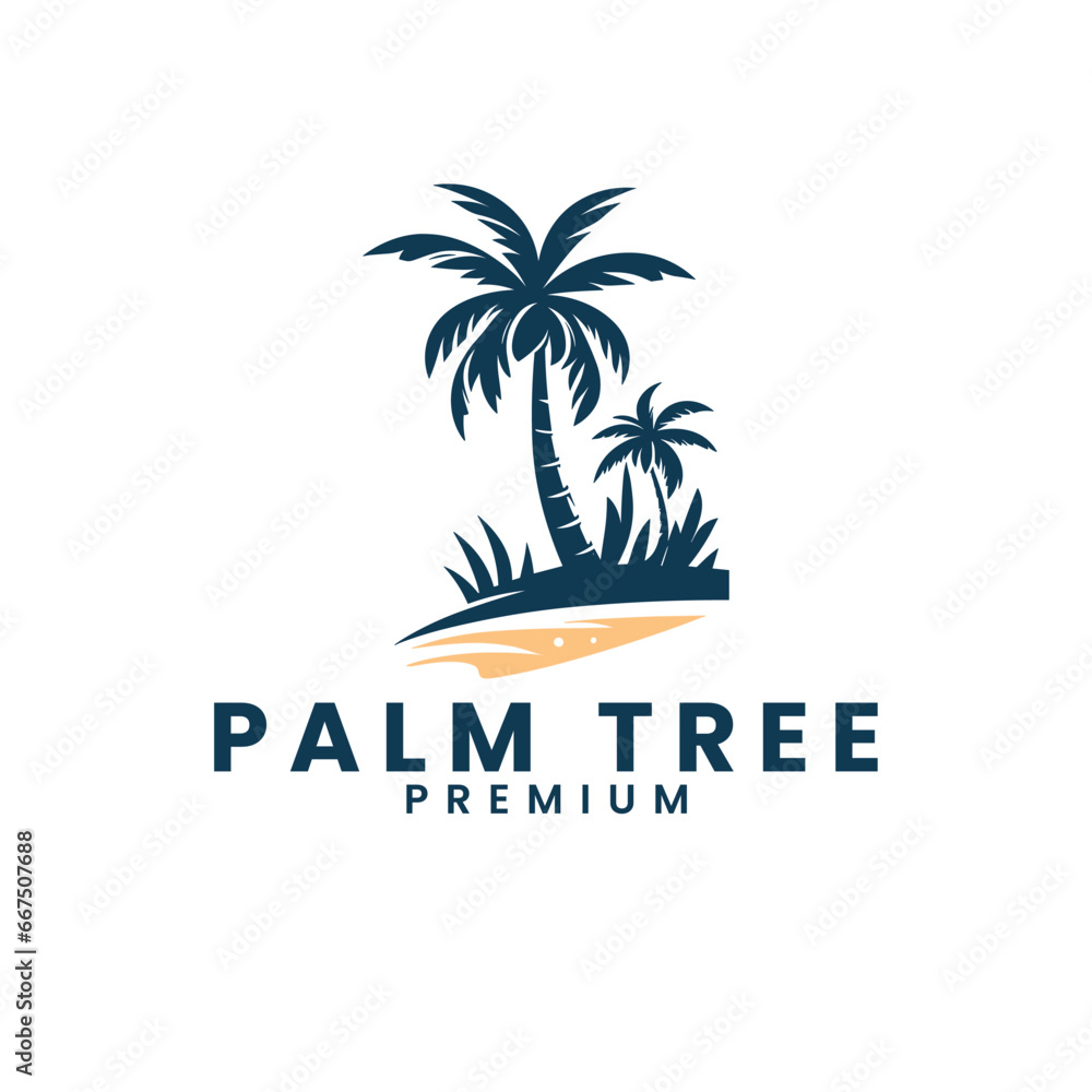   vector summer palm tree silhouette illustration template 