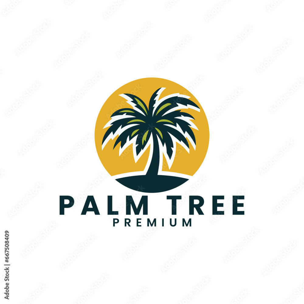 vector summer palm tree silhouette illustration template 