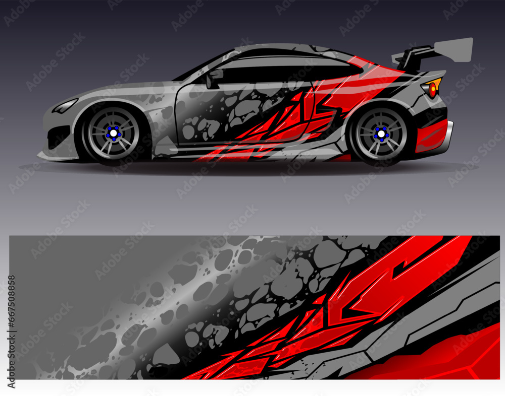 Car wrap design vector.Graphic abstract stripe racing background designs for vehicle, rally, race, adventure and car racing livery Car wrap design vector.Graphic abstract stripe racing background designs for vehicle, rally, race, adventure and car racing livery