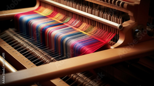 Obraz na płótnie Vibrant threads on a loom.