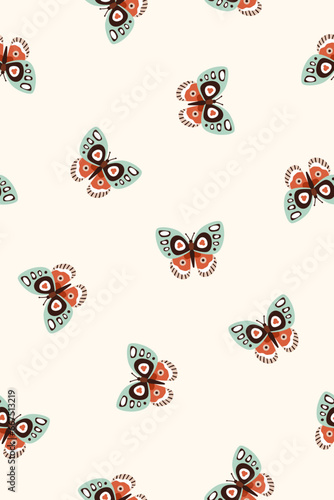 Butterflies pattern, seamless print. Endless nature background. Tropical inse...