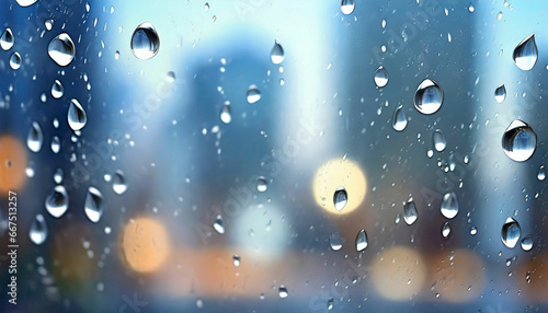 Rainy window charm Water droplets in focus