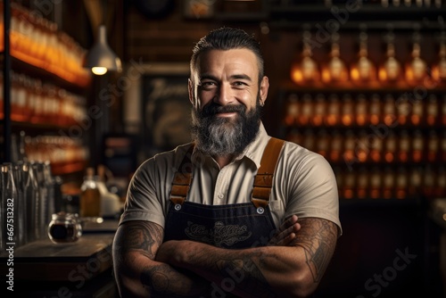 Portrait of confident bartender in cocktail bar