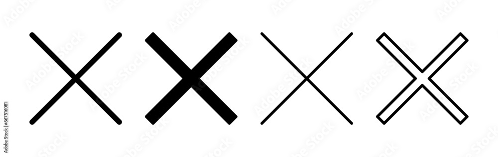 Close vector icon. Delete icon. remove, cancel, exit symbol. Close vector icon. Delete icon. remove, cancel, exit symbol.
