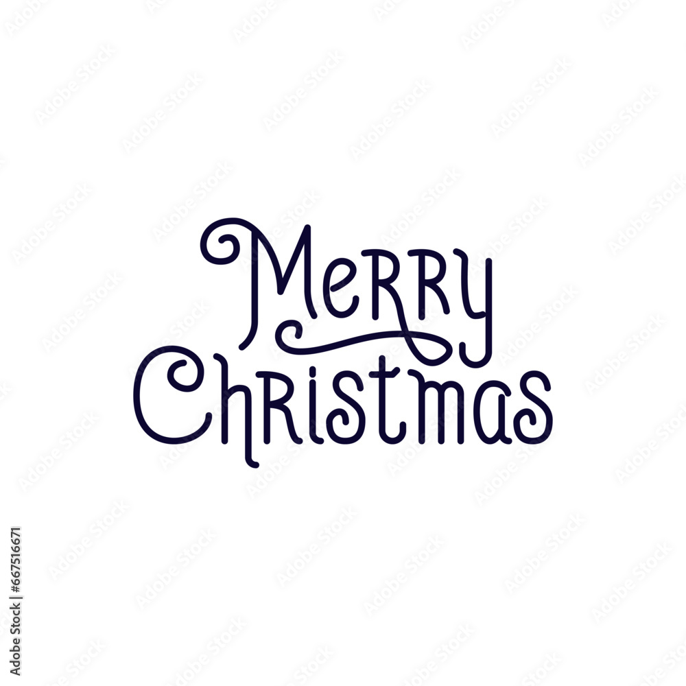 Merry Christmas vector brush lettering. Hand drawn modern brush calligraphy isolated on white background. Christmas vector illustration in ink. Creative typography for holiday cards, banners