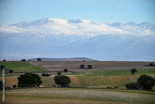 Landscape of the hehesa cerealistica of the Eastern Mountains of Granada - Spain. photo