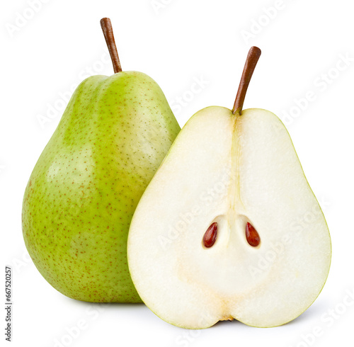 Pear full macro shoot fruit healthy food ingredient on white isolated