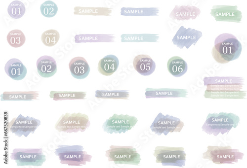 手描きで描いたタイトルの枠、フレームのイラスト セット