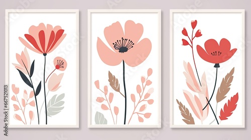 Creative flower and floral geometric frame. Design for wall decoration, postcard, poster or brochure.
