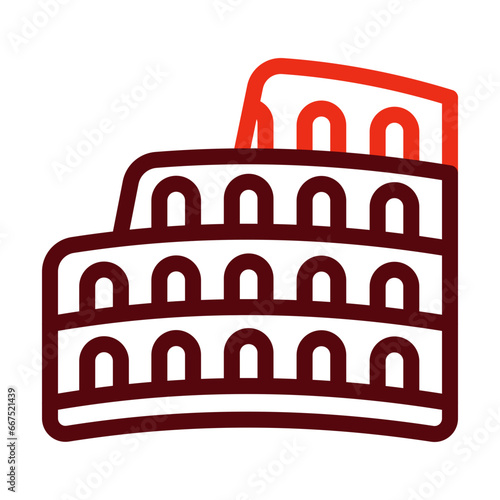 Colosseum Thick Line Two Colors Icon Design