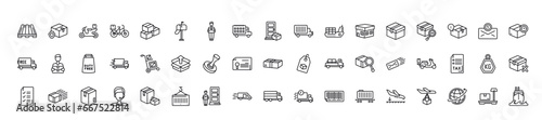 Photo outline icons set from delivery and logistic concept