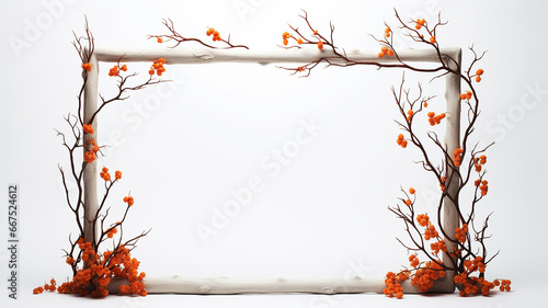 arch frame autumn branches and leaves isolated on a white background rectangular