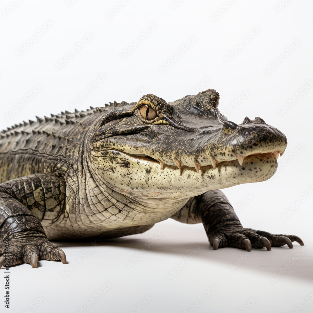 Fototapeta premium Wildlife crocodile isolated on white background. Alligator