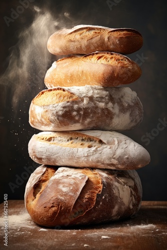 Composition of balancing fresh, appetizing bread