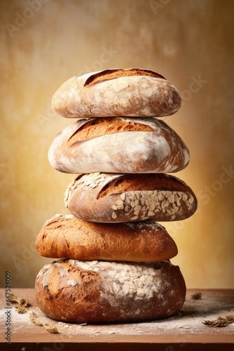 Composition of balancing fresh, appetizing bread